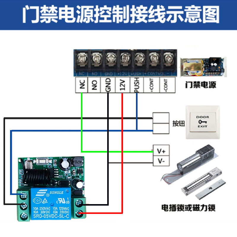 5V-24V5A通电即发射无线遥控开关单路门禁电控锁灯具电动门控制器